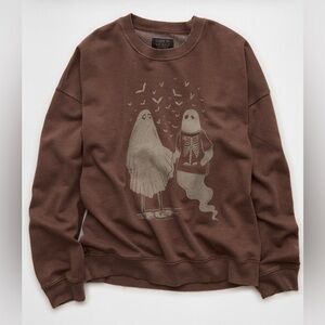 American Eagle Outfitters Brown Ghost Graphic Sweater- Size L